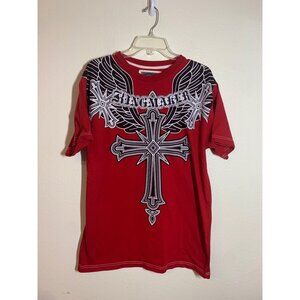 Kingmaker T-Shirt Cross Grunge Skater Y2K Casual Short Sleeve Red Men Size Large